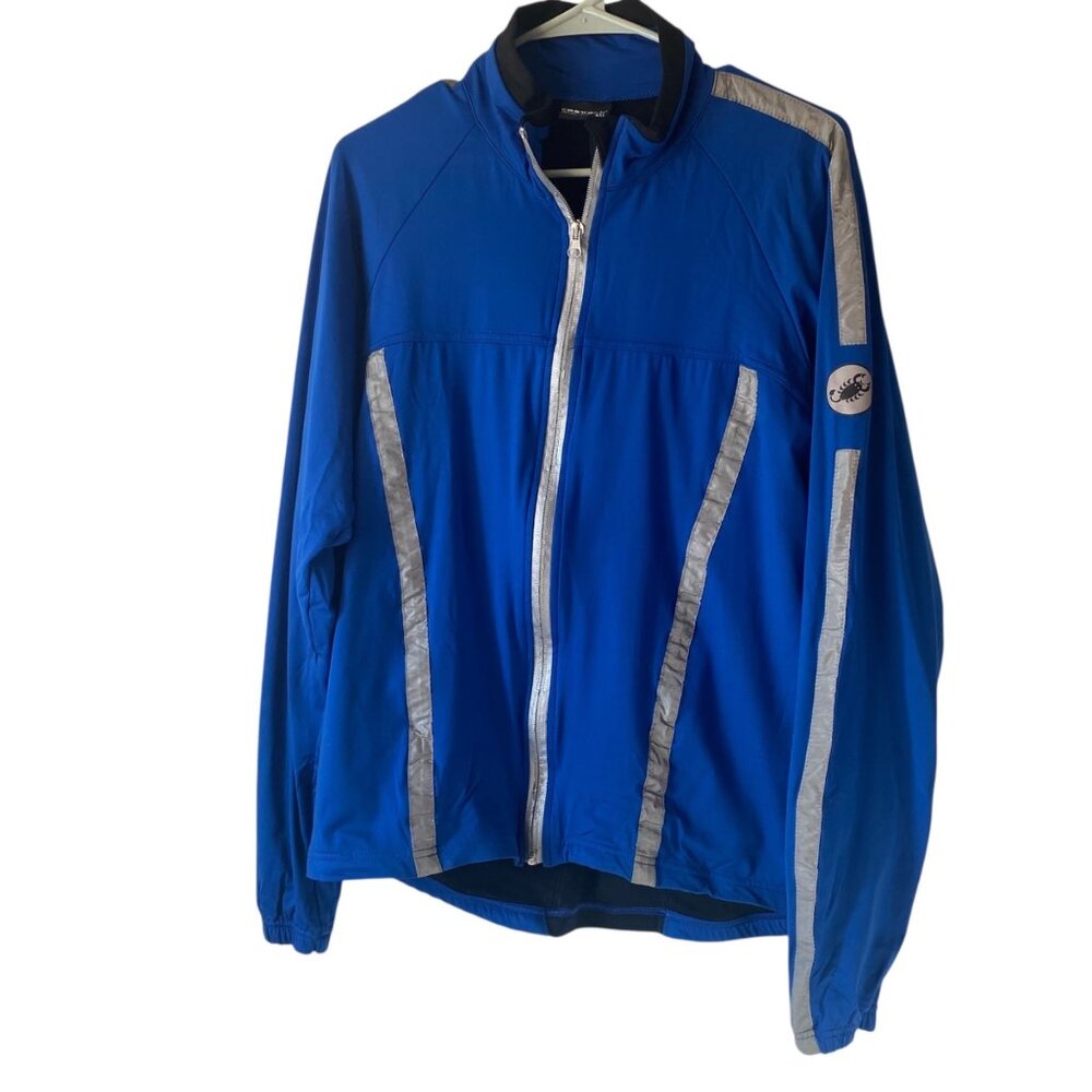 Castelli XXL Blue Cycling Jacket Reflective Zipper Pockets Sportswear Men READ‎